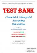 Test Bank for Financial & Managerial Accounting, 20th Edition by Jan Williams, Mark Bettner