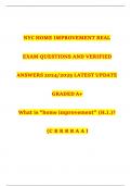 NYC HOME IMPROVEMENT REAL EXAM QUESTIONS AND VERIFIED ANSWERS 2024//2025 LATEST UPDATE// GRADED A+ What is "home improvement" (H.I.)? (C R R R R A A I