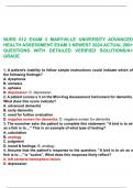 NURS 612 EXAM 3 MARYVILLE UNIVERSITY ADVANCED  HEALTH ASSESSMENT EXAM 3 NEWEST 2024 ACTUAL 200+  QUESTIONS WITH DETAILED VERIFIED SOLUTIONS/A+  GRADE