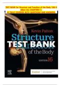 TEST BANK for Structure and Function of the Body 16th Edition (Patton,2020) ,Chapter 1-22||All Chapters With Questions And Correct Answers.