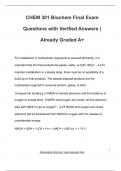 CHEM 301 Biochem Final Exam  Questions with Verified Answers |  Already Graded A+