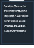 Solution Manual for Statistics for Nursing Research A Workbook for Evidence-Based Practice 3rd Edition Susan Grove Daisha | COMPLETE STUDY GUIDE.