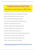 Cognitive Science Final Exam Questions and Answers 100% Pass