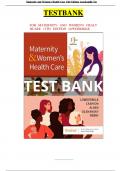 Maternity and Women's Health Care 13th Edition Lowdermilk Test Bank | Complete Guide A+