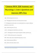 Clemson BIOL 2220 Anatomy and Physiology 1: Unit 1 Questions and Answers 100% Pass