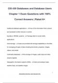 CIS 430 Databases and Database Users  Chapter 1 Exam Questions with 100%  Correct Answers | Rated A+