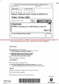 Pearson Edexcel Level 1/Level 2 GCSE (9–1) PAPER 3: Reading and understanding in German Higher Tier MAY 2024 Merged Question Paper and Final Mark scheme {VERIFIED}