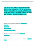 ADVANCE PHARMACY NR565 MIDTERM EXAM WITH CORRECT ACTUAL QUESTIONS AND CORRECTLY  WELL DEFINED ANSWERS LATEST 2025  ALREADY GRADED A+ 