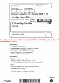 Pearson Edexcel Level 1/Level 2 GCSE (9–1) Citizenship Studies PAPER 2 JUNE 2024 Merged Question Paper and Final Mark scheme {VERIFIED