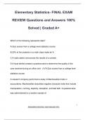 Elementary Statistics- FINAL EXAM  REVIEW Questions and Answers 100%  Solved | Graded A+