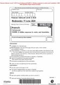 Pearson Edexcel Level 3 GCE French Advanced PAPER 2: Written response to works and translation JUNE 2024 Question Paper & Mark Scheme