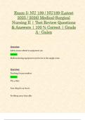 Exam 5: NU 189 / NU189 (Latest 2025 / 2026) Medical-Surgical Nursing II | Test Review Questions & Answers | 100 % Correct | Grade A - Galen