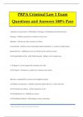 PRPA Criminal Law 1 Exam Questions and Answers 100% Pass