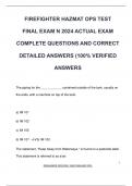 FIREFIGHTER HAZMAT OPS TEST  FINAL EXAM N 2024 ACTUAL EXAM  COMPLETE QUESTIONS AND CORRECT  DETAILED ANSWERS (100% VERIFIED  ANSWERS