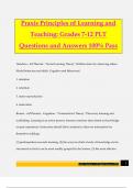 Praxis Principles of Learning and Teaching: Grades 7-12 PLT Questions and Answers 100% Pass