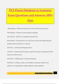 PLT Praxis (Students as Learners) Exam Questions and Answers 100% Pass