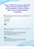 Exam 1: NR228/ NR 228 (Latest 2025/ 2026 Update) Nutrition, Health & Wellness Review| Questions & Answers| Grade A| 100% Correct (Verified Solutions)- Chamberlain