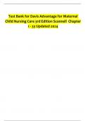   Test Bank for Davis Advantage for Maternal-Child Nursing Care 3rd Edition (Scannell Ruggiero, 2025), Chapter 1-33| NEWEST VERIFIED EDITION  |ISBN: 9781719640985