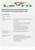 HS300 Fundamentals of Financial Planning Actual Exam Questions with Complete Solutions / 2025