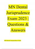 MN Dental Jurisprudence Exam 2023 Questions & Answers