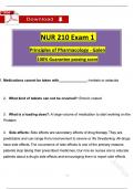 NUR210 / NUR 210 Exam 1 (Latest 2025 / 2026): Principles of Pharmacology - Galen Tested Questions with Revised Correct Answers, (A+ Guarantee)