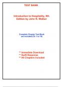 Test Bank for Introduction to Hospitality, 9th Edition by Walker (All Chapters included)