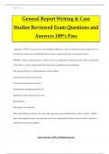 General Report Writing & Case Studies Reviewed Exam Questions and Answers 100% Pass