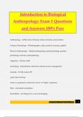 Introduction to Biological Anthropology: Exam 1 Questions and Answers 100% Pass