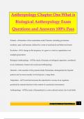 Anthropology Chapter One What is Biological Anthropology Exam Questions and Answers 100% Pass