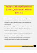 Biological Anthropology Exam 1 Review Questions and Answers 100% Pass