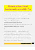 Bio Anthropology: Exam 1 Questions and Answers 100% Pass