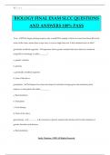 BIOLOGY FINAL EXAM SLCC QUESTIONS AND ANSWERS 100% PASS