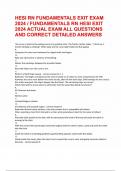 HESI RN FUNDAMENTALS EXIT EXAM 2024  FUNDAMENTALS RN HESI EXIT 2024 ACTUAL EXAM ALL QUESTIONS AND CORRECT DETAILED ANSWERS