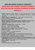 HESI ADVANCED CLINICAL CONCEPTS QUESTIONS AND CORRECT DETAILED ANSWERS WITHRATIONALES (VERIFIED ANSWERS) ALREADY GRADED A+  