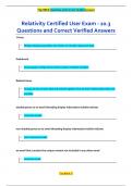 Relativity Certified User Exam - 10.3 Questions and Correct Verified Answers