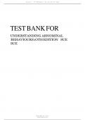 TEST BANK FOR UNDERSTANDING ABNOMINAL BEHAVIOURS 1OTH EDITION SUE SUE