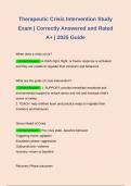 Therapeutic Crisis Intervention Study Exam | Correctly Answered and Rated A+ | 2025 Guide