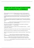 CARN-AP 2025 EXAM QUESTIONS AND ANSWERS ALL CORRECT 