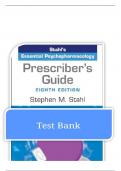 Complete Test Bank For Prescriber's Guide: Stahl's Essential Psychopharmacology 8th Edition By Stephen M. Stahl Complete Guide