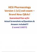 HESI Pharmacology Version 1 (v1) exit exam – Brand New Q&As! Guaranteed Pass w/A+ Actual Screenshots w/Questions & Answers Included!!! (I scored 1162!!!)