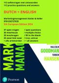 Oefentoets Marketing Management Kotler Keller 5e druk 5th edition  - DUTCH & ENGLISH!  112 Q&A total