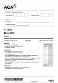 A-Level AQA 2024 Biology Paper 2 Including Mark Scheme