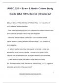 POSC 225 -- Exam 2 Martin Cohen Study  Guide Q&A 100% Solved | Graded A+