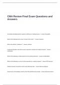 CMA Review Final Exam Questions and Answers