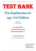 Multiple Choices Answers Test Bank for Psychopharmacology, 3rd Edition by  Ettinger 