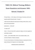 THEO 210- Biblical Theology Midterm Exam Questions and Answers 100%  Solved | Graded A+