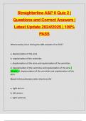 Straighterline A&P II Quiz 2 | Questions and Correct Answers | Latest Update 2024/2025 | 100% PASS