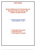 Test Bank for Brain & Behavior An Introduction to Behavioral Neuroscience, 6th Edition by Garrett (All Chapters included)