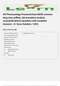 ATI Pharmacology Proctored Exam (With common drug class suffixes, lab procedure/analysis, contraindications) Questions with Complete Answers / A+ Score Solution / 2025. 