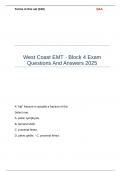 West Coast EMT - Block 4 Exam Questions And Answers 2025